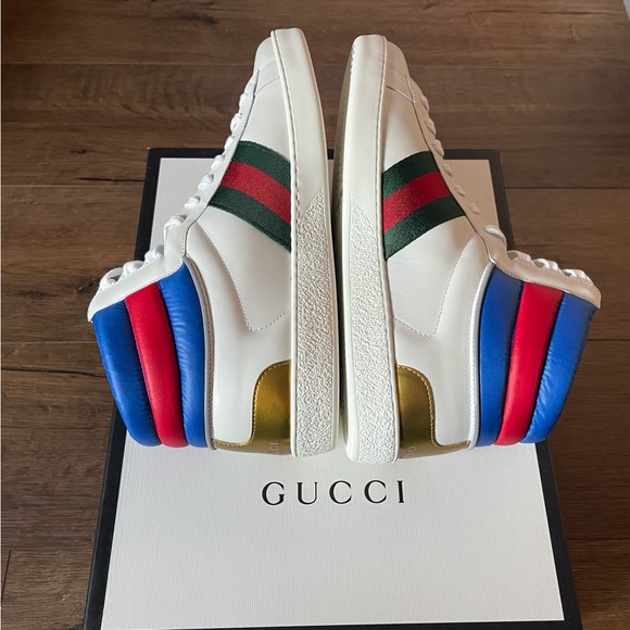 GUCCI-AUTHENTIC (NWT/Box) Mens Web Accent Leather Sneakers - Picture 11 of 15